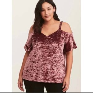 Torrid Velvet Cold Shoulder Top Size 0 (12)